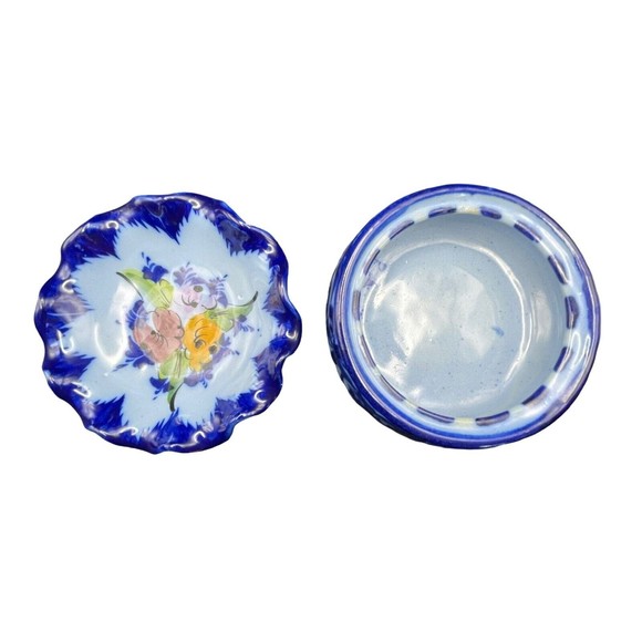 Vestal Alcobaca Portugal Two (2) Tier Trinket Dish #520 Hand Painted Signed - Picture 6 of 12